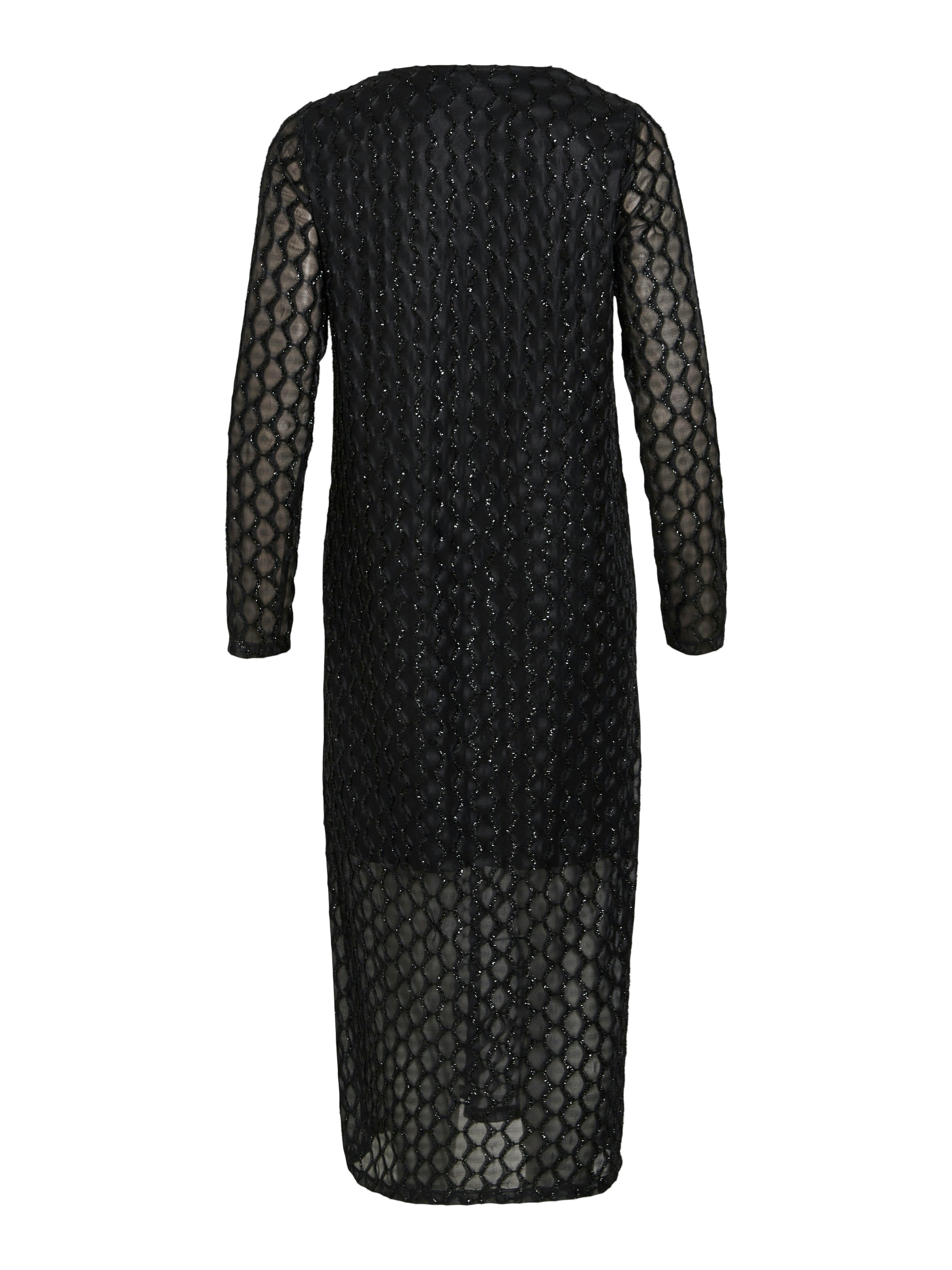 Vizalma V-Neck L/S midi kjole - Black Beauty